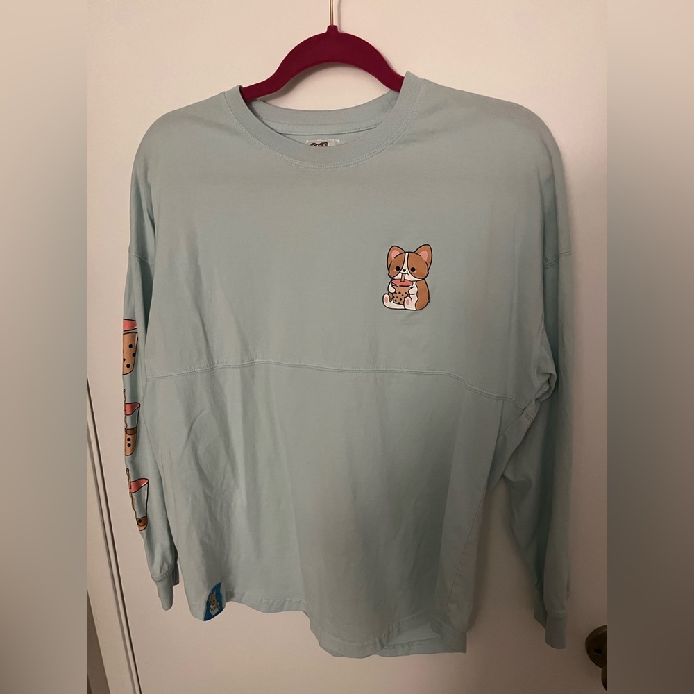 Fueled by Boba Light Blue Long Sleeve Shirt Size Small